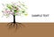 Tree with roots underground watercolor design,vector