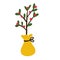 Tree sapling growing in a sack. Doodle vector illustration