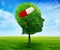Tree in a shape of side profile human head with pill