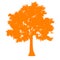Tree side view silhouette isolated - orange - vector