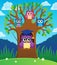 Tree with stylized school owl theme 2