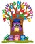 Tree with stylized school owl theme 3