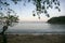 Tree sunset on a remote beach in Asia