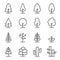 Tree Vector Line Icon Set. Contains such Icons as Wood, Plant, Pine, Cactus, Bamboo and more. Expanded Stroke