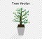 Tree vector spreads the heart shape of green leaves on the tall concrete pots, plant illustration isolated on transparency backgro