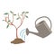 Tree watering flat illustration