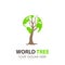 Tree world green logo template vector