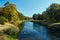 Trees on the banks of the Lusatian Neisse during autumn