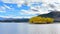 Trees dressed in yellow leaves during Autumn at Pines Beach, Lake Tekapo