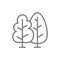 Trees, forest line icon.