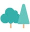 Trees, Garden Color Isolated Vector Icon