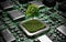 trees growing on computer circuit boards / green it / green computing / csr / it ethics