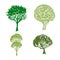 Trees handdrawn vector. Sketched isolated garden elements. Green silhouette icons.