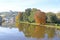 Trees reflected in the River Dart at Totnes