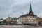 Treet view of old town of Copenhagen, and Saint Nikolas church bell tower, Now is Nikolaj Copenhagen Contemporary Art Center