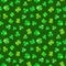 Trefoil leaves, four leaf clover. Repeating background. Watercolor for saint Patrick day