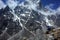 Trekker with amazing high altitude Himalayas mountains, Nepal