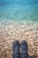 Trekker feet on the stony beach