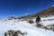 Trekker on glacier beside of everest basecamp from everest trek
