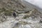 A trekker hiking the dangerous Salkantay Mountain