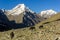 A trekker hiking in the wilderness on the high altitude Himalayan trek between Darcha and Padum in the