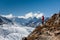 Trekker in Khumbu valley on a way to Everest Base camp