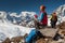 Trekker in Khumbu valley on a way to Everest Base camp