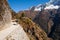 Trekker in Khumbu valley on a way to Everest Base camp