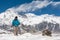 Trekker in Khumbu valley on a way to Everest Base camp