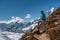 Trekker in Khumbu valley on a way to Everest Base camp