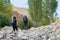 Trekker at Between Likir and Yangtang in Sham Valley, Ladakh, Jammu and Kashmir, India