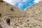 Trekker at Between Likir and Yangtang in Sham Valley, Ladakh, Jammu and Kashmir, India