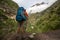 Trekker in lower Himalayas