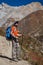 Trekker on Manaslu circuit trek in Nepal