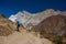 Trekker on Manaslu circuit trek in Nepal