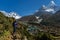 Trekker trek on everest base camp 3 pass on Lobuche to Gokyo ,Nepal on winter