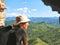 A trekker woman with a hat