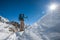 Trekkers crossing Cho La pass in Everest region, Nepal