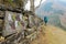 Trekkers on a hiking trail in Himalaya mountains