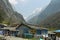 Trekkers resting in Himalaya village