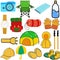 trekking, camping and hiking kits, clipart illustrations