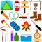 Trekking and Camping vector icons