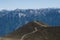 Trekking foothpath view in the mountains