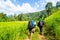 Trekking in the forrest