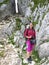 Trekking girl on mountain