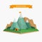 Trekking and hiking concept. Vector illustration, flat style.