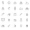 Trekking line icons with reflect on white background