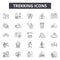 Trekking line icons, signs, vector set, linear concept, outline illustration