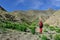 Trekking in the Markha valley in Karakorum mountains near Leh town