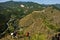 Trekking on mountain Stolovi with medieval serbian fortress Maglic and river Ibar gorge in background